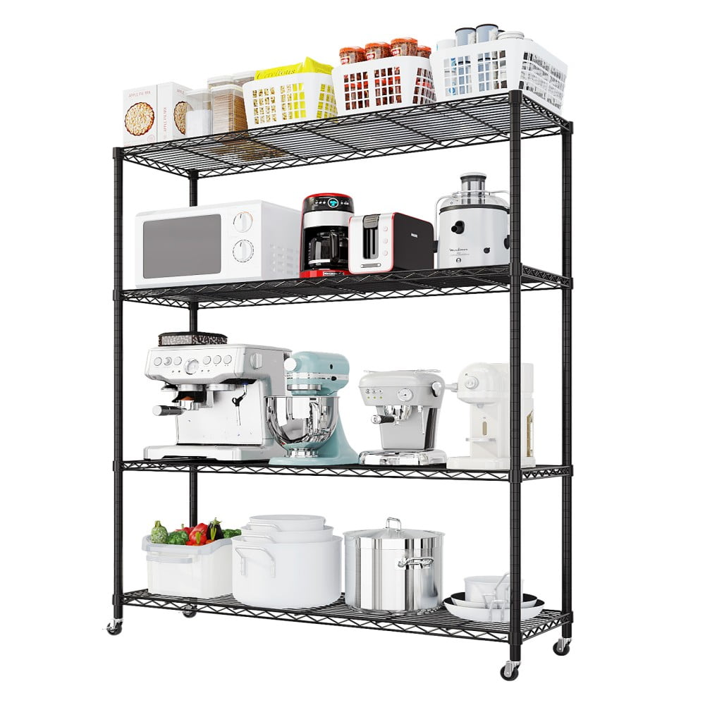 ②WWW_RACK WHAT WE WANT Ktaxon 4 Tier Wire Shelving with Wheels, 46