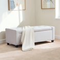 thumbnail image 1 of IVV 48-Inch Tufted Storage Bench in Beige Linen Blend Upholstery, Modern End-of-Bed Bench Ottoman with Safety Hinged Lid, Easy Assembly, 1 of 7