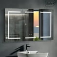thumbnail image 1 of IVV 48" Wall-Mounted Bathroom Cabinet with LED Lights, 3 Mirrored Doors, Adjustable Storage Shelves, Brightness Control, Anti-Fog, Power-Off Memory, Built-In Charging Station, Black, 1 of 8