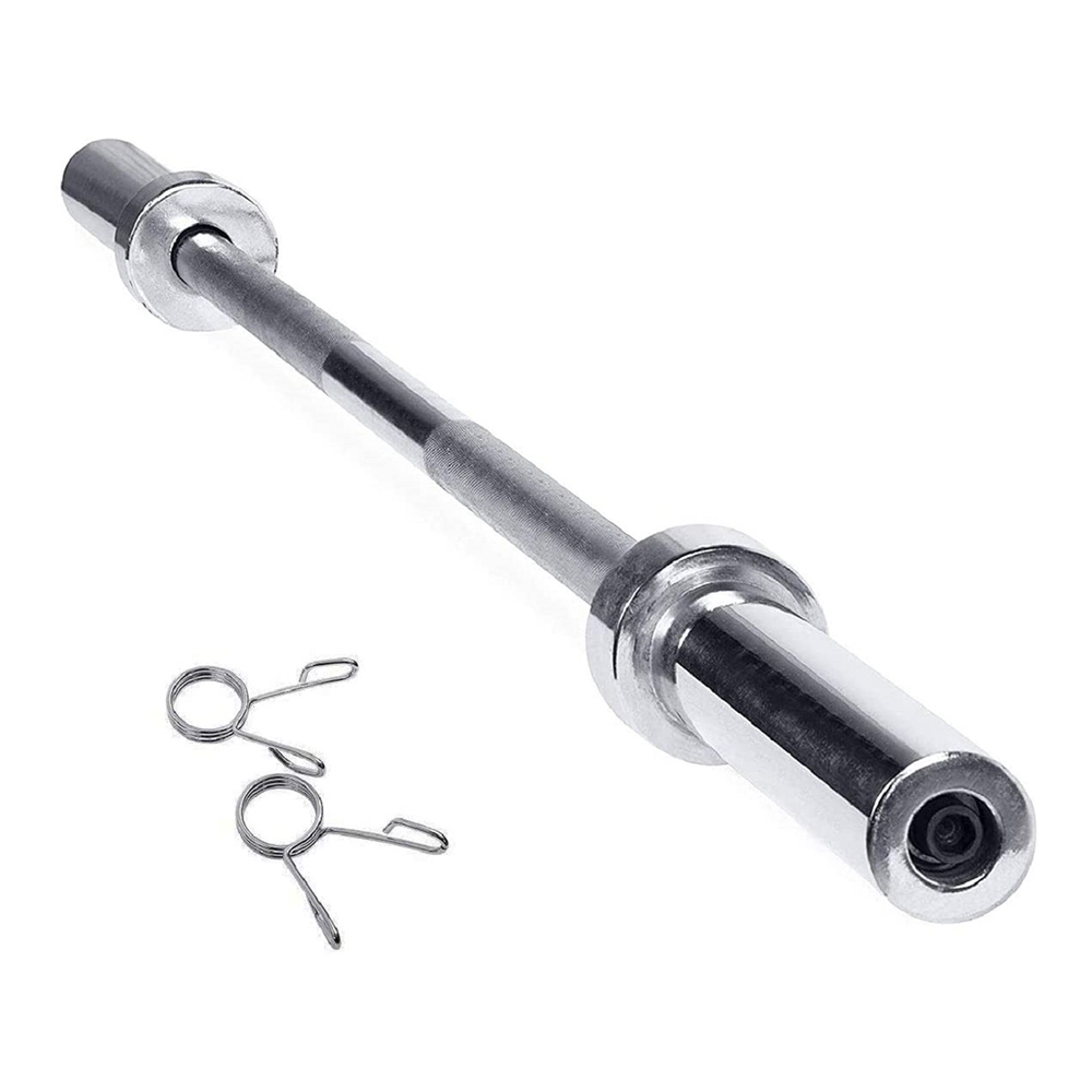 IVV 4FT Olympic Barbell Bar, Chrome Steel barbell Bar with Diamond Knurled Handles, Barbell Weight Straight Weightlifting Strength Training Equipment Bar 120cm for Home Workout Fitness, Silver