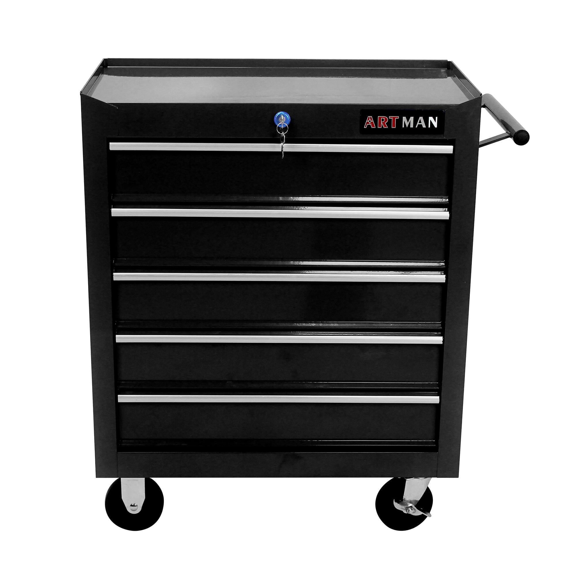 IVV 5-Drawers Rolling Tool Chest with Wheels, Tool Cart for Garage Workshop, Tool Storage Cabinet with Locking System for Warehouse,Repair Shop, 24.2"L x 12.99"W x 29.9"H, Black
