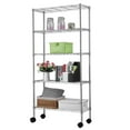 thumbnail image 1 of IVV 5-Tier Wire Shelving Unit on Wheels, Adjustable Heavy Duty Metal Storage Rack, Chrome-Plated Rolling Organizer for Kitchen, Laundry, Bathroom, Garage, Pantry, 35.4"L x 13.8"W x 65"H, 1 of 10