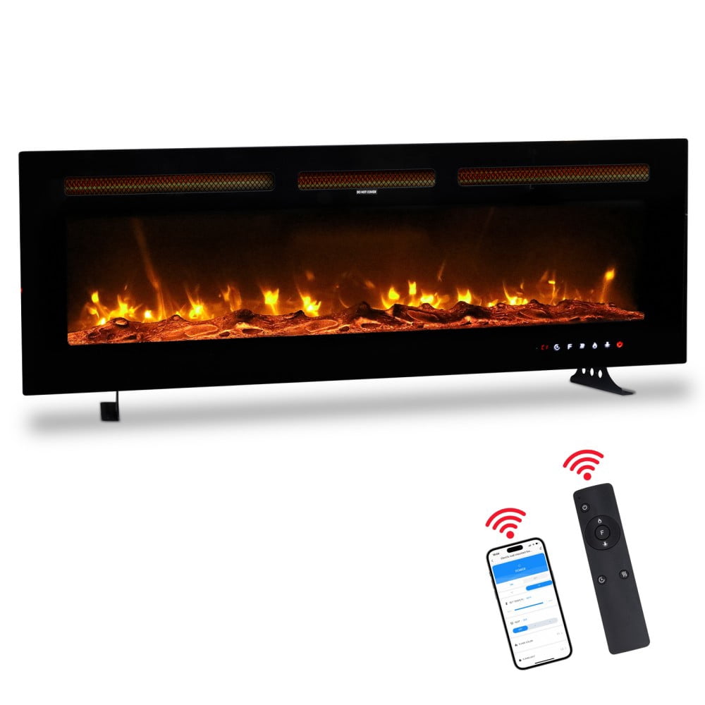 IVV 50 Inch Electric Fireplace Insert with Remote & APP Control, Wall ...