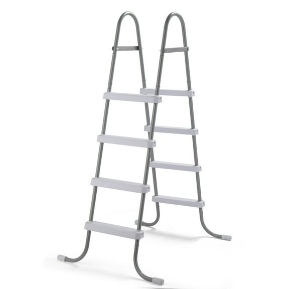 IVV 52 Inch Double-Sided Ladder for Above Ground Swimming Pool, 4-Step Ladder with Wide Non-Slip Pedals, Thickened Metal Pipes Frame, 300lbs Weight Capacity (White+Gray)