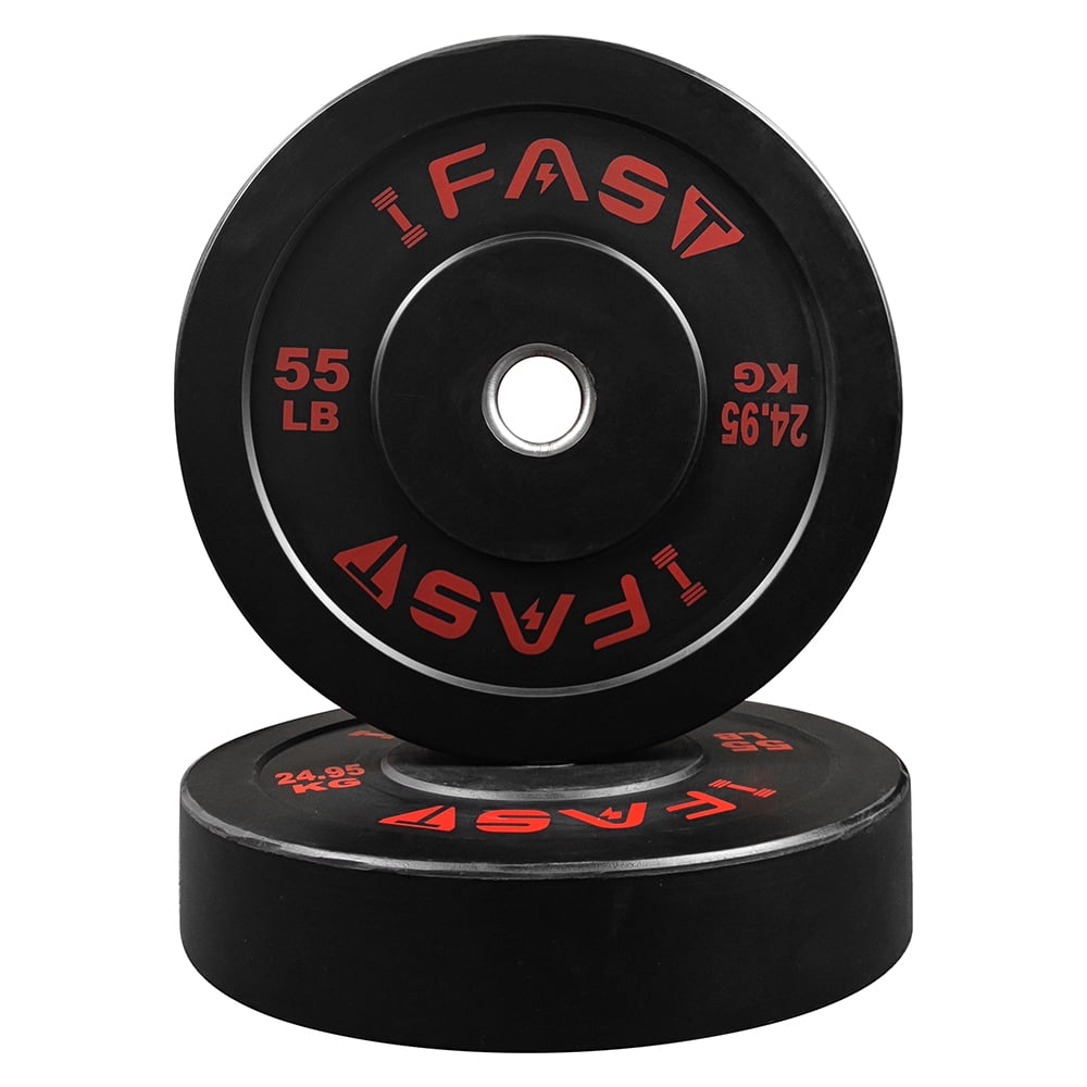 IVV 55LBS Olympic Bumper Plates, 1 Pair Olympic Weight Plates with Steel Insert, Rubber Bumper Weights Plates for Weight Lifting and Strength Training