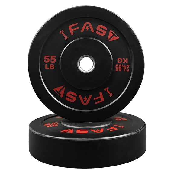 IVV 55LBS Olympic Bumper Plates, 1 Pair Olympic Weight Plates with Steel Insert, Rubber Bumper Weights Plates for Weight Lifting and Strength Training