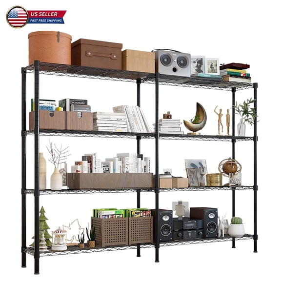 IVV 58" Wide Heavy Duty Wire Shelving Unit, NSF-Certified 4-Tier Adjustable Metal Storage Rack, Easy Assembly for Kitchen, Garage, Pantry, Black