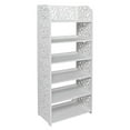 thumbnail image 1 of IVV 6-Tier White Hollow Carved Shoe Rack - Wood-Plastic Board Shoe Storage Organizer Cabinet - Freestanding Space Saving Boots Display Holder - Narrow Entryway and Outdoor Shoe Rack Tower, 1 of 9