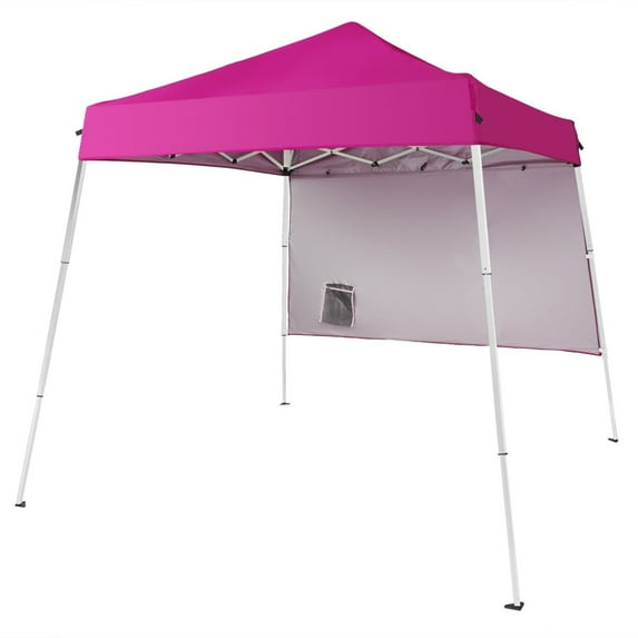 IVV 6'x6' Instant Gazebo, Outdoor Portable Pop-up Shelter Canopy Tent with 1 Sidewall, Slant Legs and Carry Bag, for Outside Camping, Beach Parties (Pink)
