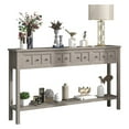 thumbnail image 1 of IVV 60 Inch Long Console Table in Gray Wash, Rustic Wood Entry Table with Storage Drawers and Shelf, for Foyer, Hallway, 1 of 9
