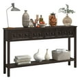 thumbnail image 1 of IVV 60" Rustic Entryway Console Table with 4 Storage Drawers and Bottom Shelf, Solid Wood Frame Sofa Table for Hallway, Living Room, Foyer (Espresso), 1 of 9