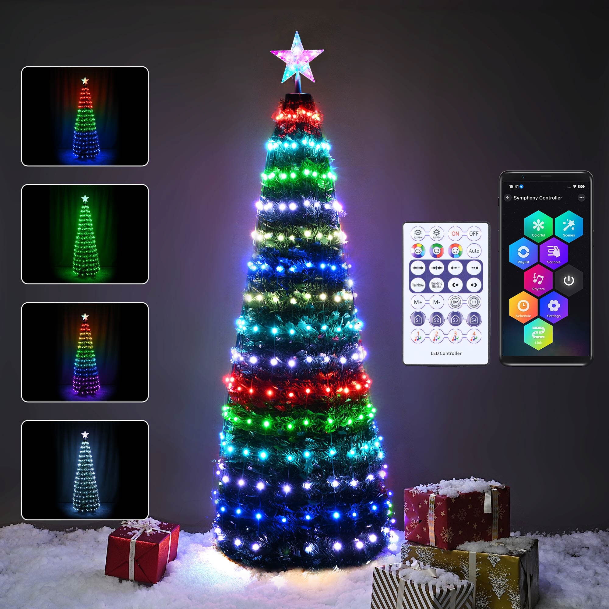 IVV 6FT Pop Up Christmas Tree, PreLit Collapsible Xmas Tree with 205