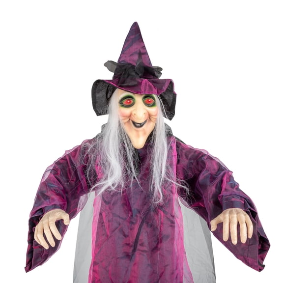 IVV 71" Halloween Hanging Witch Decoration with Sound Activation, Hanging Animated Talking Witch for Halloween Haunted House Yard Lawn Hanging Decorations