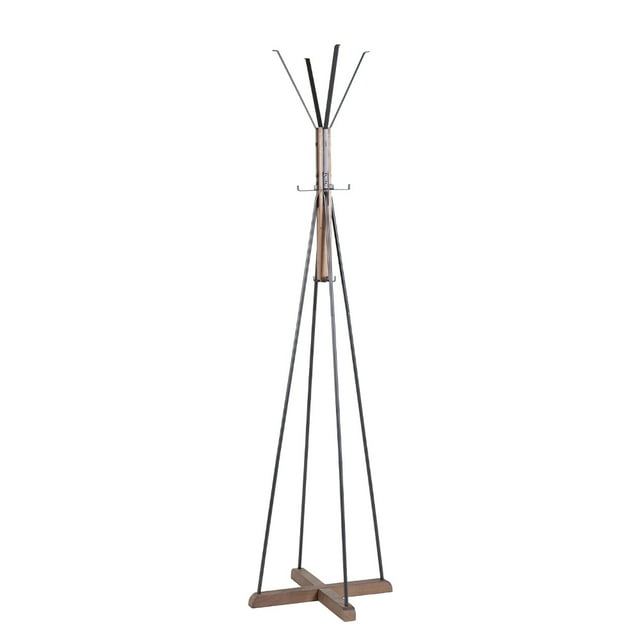 IVV 71" Standing Coat Rack, Wood and Metal Coat Tree with 8 Hooks, Home