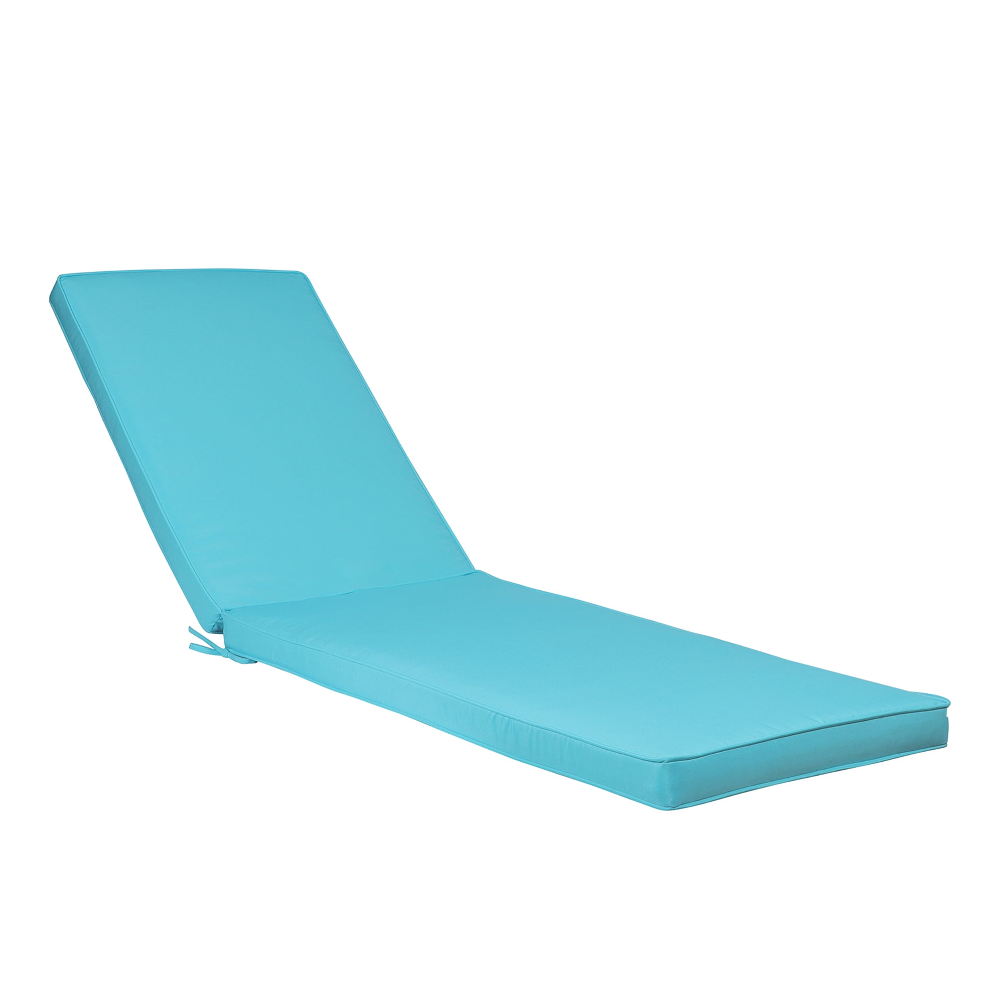 Sky Blue Foam Outdoor Chaise Lounge Cushion with Tie Attachment