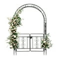 thumbnail image 1 of IVV 7FT Garden Arch Arbor with Entry Door, Heavy Duty Metal Arbour Archway, Decorative Frame Stand Trellis with Ground Stakes for Wedding Ceremony Party Plant Climbing Rose Vines Lawn, 1 of 10