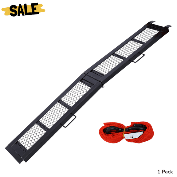 IVV 83" x 11" Folding Heavy Duty Steel Loading Ramp for Truck & Trailer, 500 lb Capacity, 1 Pack, Black
