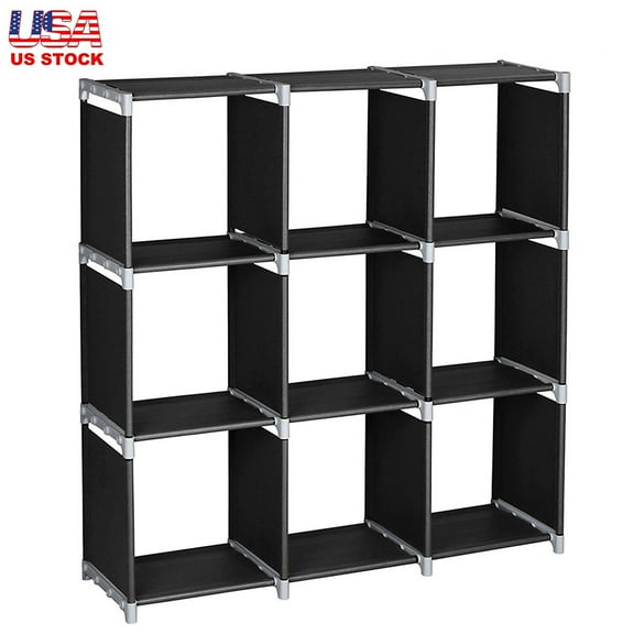 IVV 9-Cube Storage Organizer, DIY Storage Shelf, Open Bookshelf, Black