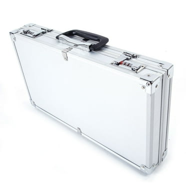IVV Aluminum Framed Locking Gun Pistol HandGun Lock Box Hard Storage Carry Case with Hign Density Foam, 45x25x7.5cm, Silver