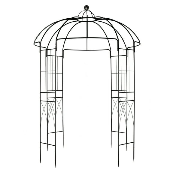 IVV Birdcage Shape Garden Arch, 8.9'Hx6.8'Dia, Pergola Plant Climbing Trellis Arbor Heavy Duty Metal Gazebo Garden Arch for Outdoor Arbor Climbing Plants Backyard Patio Wedding Ceremony, Black