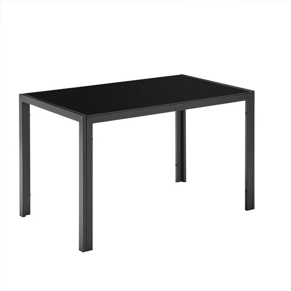 IVV Black Glass Dining Table with Metal Legs, 47" Modern Rectangular Kitchen Table for Kitchen Dining Room Kitchen