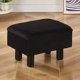 thumbnail image 1 of IVV Black Linen Upholstered Ottoman with Storage, Modern Multifunctional Low Footrest Side Table with Flip Tray and Solid Wood Legs, 15.9"L x 12"W x 9.8"H, 1 of 5