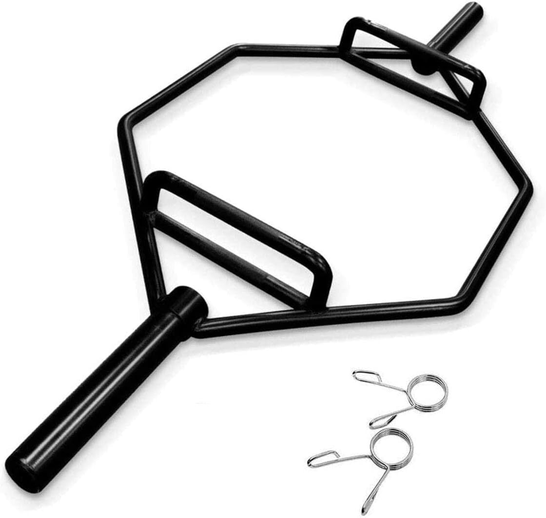 IVV Black Olympic Hex Bar Solid Steel Sleeve 1000lbs Weight Capacity Trap Bar Deadlift Bar with Knurled Handles, for Bodybuilding Training, Squats, Deadlifts, Shrugs Power Pulls