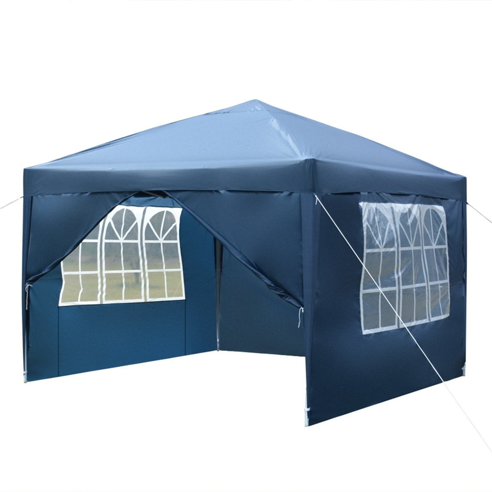 Dark Blue 10x10 Waterproof Alloy Steel Pop-Up Canopy Tent with Sidewalls
