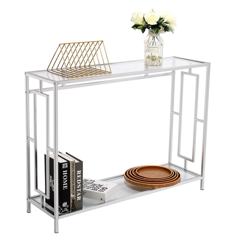 IVV Console Sofa Table, Modern Entryway Table, Tempered Glass Table