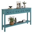 thumbnail image 1 of IVV Console Table, Rustic Sofa Table with 4 Drawers and Open Shelf, for Foyer/Living Room/Behind Couch (Turquoise Green, 60 Inches), 1 of 9