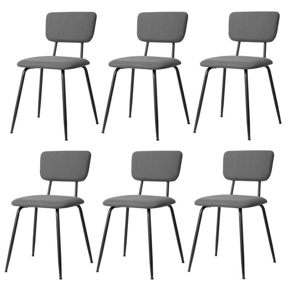 IVV Dining Chairs Set of 6, Mid Century Modern Upholstered Armless Kitchen Chairs with Padded Seats and Metal Legs for Kitchen Dining Room, Gray