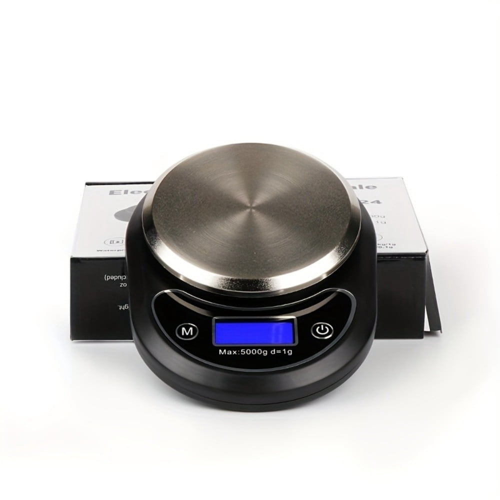 IVV Electronic Kitchen Scale with Backlit LCD Display, Batteries Included, Weighs up to 11 pounds, Stainless Steel Food Scale for Meal Prep, Cooking, and Baking, Black