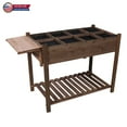 thumbnail image 1 of IVV Elevated Wooden Raised Garden Bed - 8 Grid Planter Box with Folding Side Table and Storage Shelf, Fabric Liner & Drainage Holes for Vegetables, Herbs, and Flowers - Dark Brown, 1 of 8
