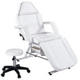 thumbnail image 1 of IVV Esthetician Salon Bed with Hydraulic Stool, Professional Massage Tattoo Table Salon Spa Equipment with Adjustable Basket and Footrest, Multi-Purpose 3-Section Facial Beauty Bed w/ 2 Trays, White, 1 of 7