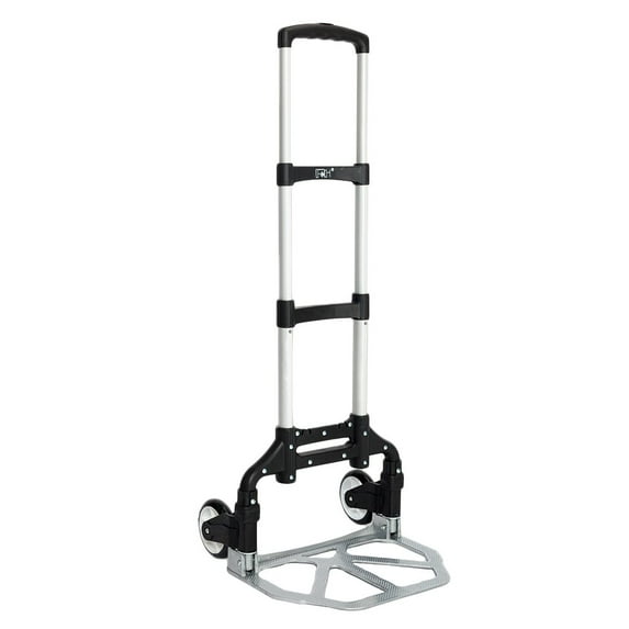 IVV Folding Hand Truck Dolly Aluminum Folding Hand Cart Luggage Trolley Cart with Telescoping Handle and All-Terrain Wheels, Double Bearings (Black)