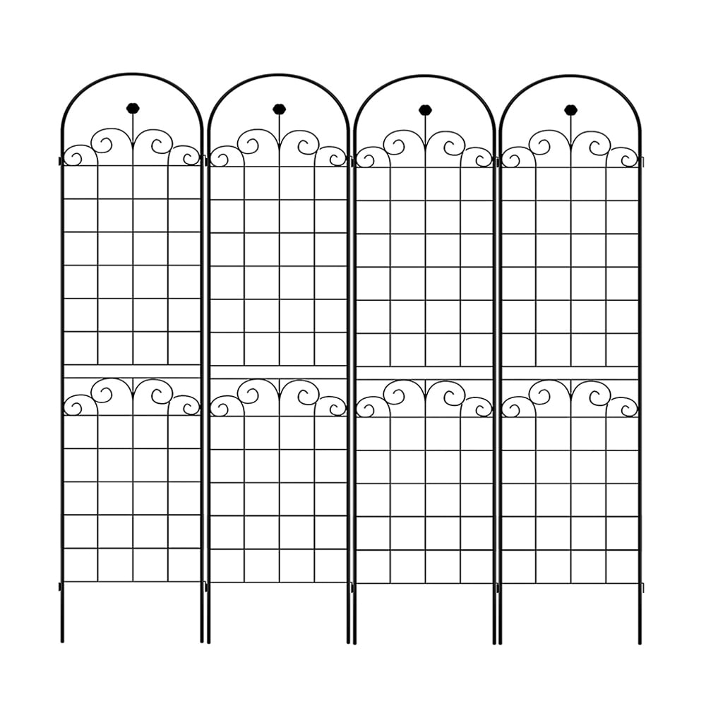 IVV Garden Trellis 4 Pack, 86.7'' H x 19.7'' W Metal Plant Climbing Trellis Suitable for Indoor and Outdoor Climbing Plants Flower Ivy Clematis, Black