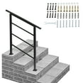 thumbnail image 1 of IVV Handrails for Outdoor Steps Fits 1 to 3 Steps, Outdoor Stair Railing, Wrought Iron Handrail with Installation Kit for Concrete Steps, Porch Steps (3 Steps), Matte Black, 1 of 9