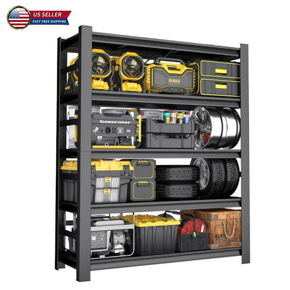 IVV Heavy-Duty 5-Tier Adjustable Metal Storage Rack Industrial Garage, Tool Room, Supermarket Shelving, 4000LBS Weight Capacity, Black, Easy Assembly 47"L x 23.6"W x 87"H
