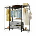 thumbnail image 1 of IVV Heavy Duty Wire Garment Rack with 2 Hanger Rods, 4 Fabric Drawers, and Storage Shelf, Freestanding Closet Wardrobe, Black, 54.7"L x 13.8"W x 76.7"H, 1 of 9