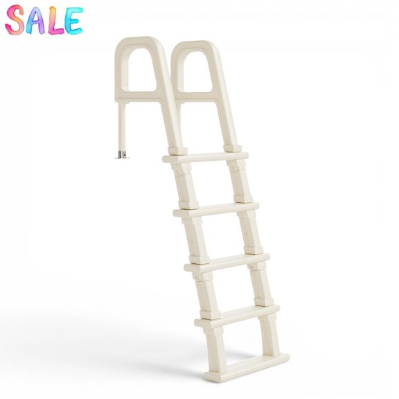 IVV In-Pool Ladder with Anti-Slip Steps & Integrated Handrails, Accommodates Deck Height 47"-54", 300 lbs Load Capacity (White)