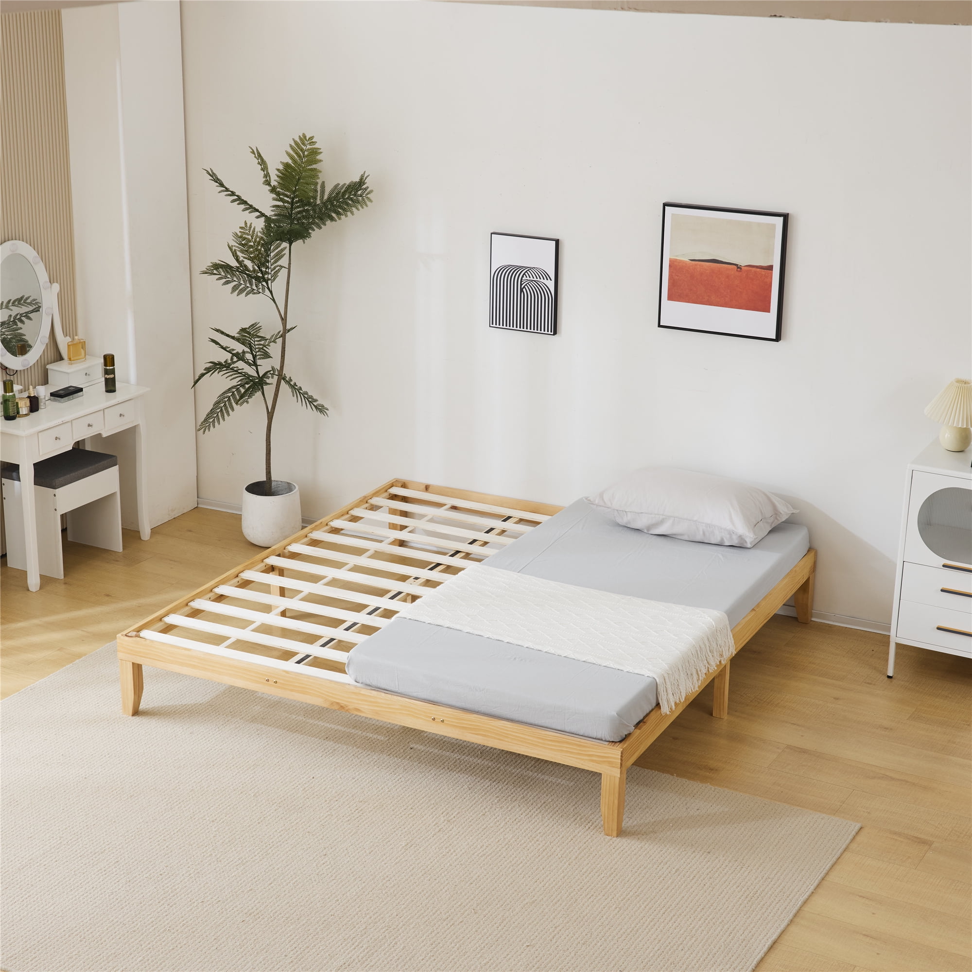 IVV King Size Wood Bed Frame, No Headboard Platform Bed Frame with ...