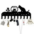 thumbnail image 1 of IVV Kitty-Themed Metal Wall Rack with 10 Hooks – Black Metal Organizer Featuring Adorable Cat & Goldfish Silhouettes, Wall-Mounted Key & Utility Hook Rack (1 Pack), 1 of 6