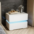 thumbnail image 1 of IVV LED Nightstand with Remote Control, High Gloss Bedside Tables with 2 Drawers, 16 Colors & Adjustable Brightness Embedded LED Light Strip, 23.62"L x 15.35"W x 18.5"H, White, 1 of 9