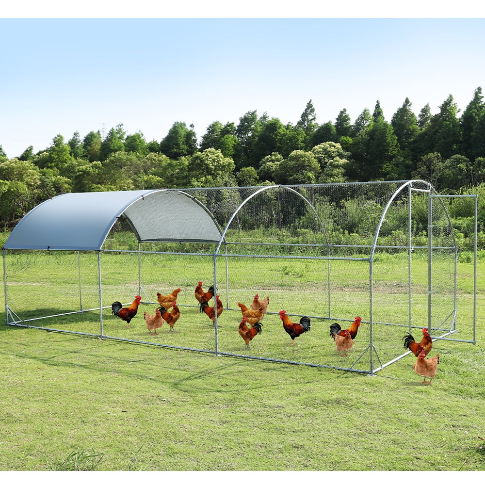 Large Galvanized Metal Dome Poultry Coop with UV-Resistant Cover