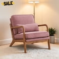 thumbnail image 1 of IVV Linen Upholstered Accent Lounge Chair, Modern Living Room Reading Chair with Wooden Arms and Waist Cushion, for Bedroom, Reception, Home Office, Dark Gray, 1 of 10
