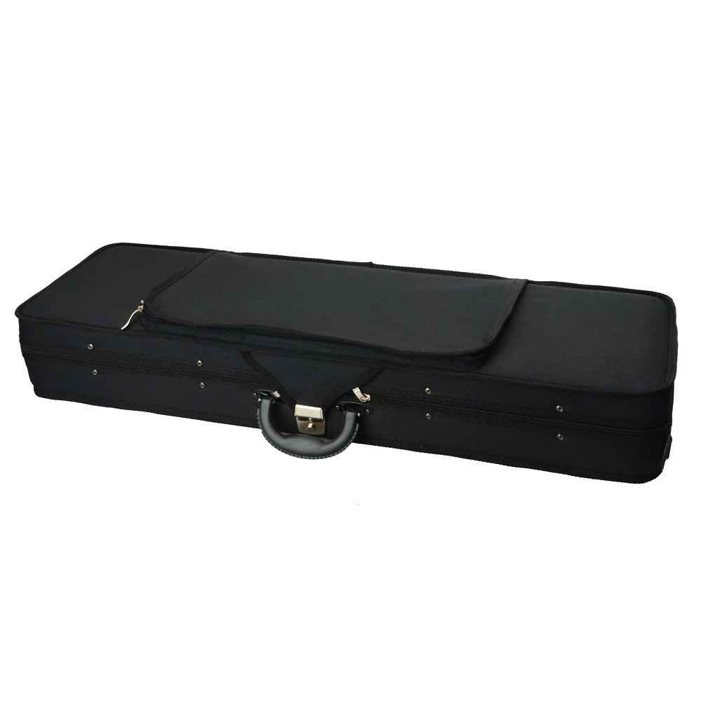 IVV Lockable Rectangle Violin Bag, Black Portable Nylon Storage Case with Soft Lining and Hygrometer, 30.31"L x 10.24"W x 4.72"H