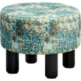 thumbnail image 1 of IVV Low Ottoman - Small Upholstered Footstool w/ Non-Skid Pine Legs & Padded Seat, Modern Stool Change Stool for Entrance, Bedroom, Compact Space (Graffiti Color), 1 of 6