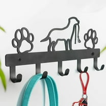 IVV Metal Key Holder Hooks Organizer Rack | Wall Mounted Decorative Coat Rack with 5 Hooks for Entryway, Front Door, Hallway, Kitchen, Home Office (12.5 Inches, Paws & Dog)