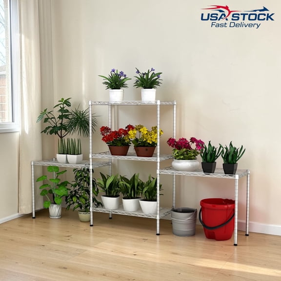 IVV Metal Storage Shelves, Changeable Assembly Floor Standing Heavy-Duty Shelves for Storage, Silver