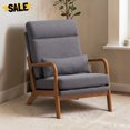 thumbnail image 1 of IVV Mid-Century Modern Accent Chair with Wasit Pillow and Padded Seat, High Back Linen Fabric Upholstered Lounge Armchair with Solid Wood Frame for Living Room, Bedroom, Balcony, Gray, 1 of 10